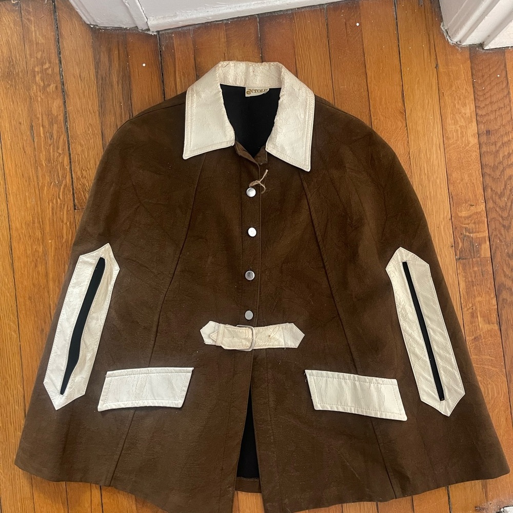 Brown and Cream Cape Jacket